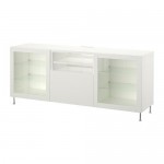 БЕСТО Тумба д/ТВ с ящиками - белый белый прозрачное стекло, направляющие ящика,нажимные