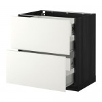 МЕТОД / ФОРВАРА Напольн шкаф 2 фронт пнл/4 средн ящ - под дерево черный, Хэггеби белый, 80x60 см