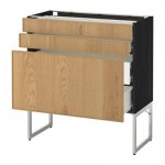 МЕТОД / ФОРВАРА Напольн шкаф 3фронт пнл/2низ/2ср ящ - 80x37x60 см, Экестад дуб, под дерево черный МЕТОД / ФОРВАРА Напольн шкаф 3фронт пнл/2низ/2ср ящ - 80x37x60 см, Экестад дуб, под дерево черный