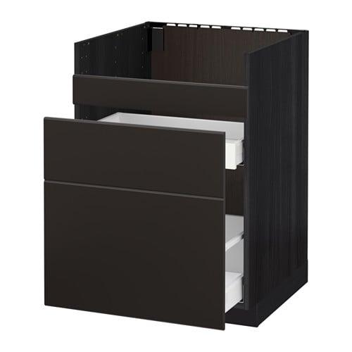 МЕТОД Напол шк д/мойки ХАВСЕН/3фасада/2ящ - под дерево черный, Кунгсбакка антрацит, 60x60 см МЕТОД Напол шк д/мойки ХАВСЕН/3фасада/2ящ - под дерево черный, Кунгсбакка антрацит, 60x60 см