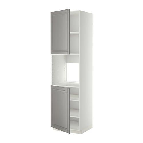 МЕТОД Высок шкаф д/духовки/2дверцы/полки - белый, Будбин серый, 60x60x220 см