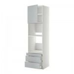 МЕТОД / МАКСИМЕРА Выс шкаф д/дхвк/комб дхвк+двр/3ящ - 60x60x220 см, белый, Веддинге серый