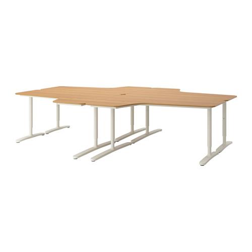 БЕКАНТ Стол, комбинация - дубовый шпон/белый