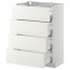 МЕТОД / МАКСИМЕРА Напольн шкаф 4 фронт панели/4 ящика - белый, Хэггеби белый, 60x37 см