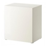 БЕСТО Стеллаж с дверью - белый/Тофта глянцевый/белый