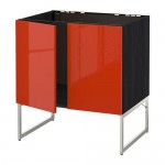 МЕТОД Напольн шкаф д раковины+2 двери - под дерево черный, Ерста глянцевый оранжевый МЕТОД Напольн шкаф д раковины+2 двери - под дерево черный, Ерста глянцевый оранжевый