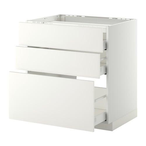 МЕТОД / МАКСИМЕРА Напольн шкаф/3фронт пнл/3ящика - белый, Хэггеби белый, 80x60 см МЕТОД / МАКСИМЕРА Напольн шкаф/3фронт пнл/3ящика - белый, Хэггеби белый, 80x60 см