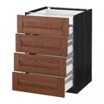 МЕТОД / МАКСИМЕРА Нплн шк 4фрнт/2нзк/3срд ящ - под дерево черный, Филипстад коричневый, 60x60 см