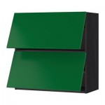 МЕТОД Навесной шкаф/2 дверцы, горизонтал - 80x80 см, под дерево черный, Флэди зеленый