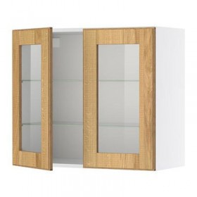 ФАКТУМ Навесной шкаф с 2 стеклянн дверями - Норье дуб, 60x92 см