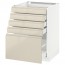 МЕТОД / МАКСИМЕРА Напольный шкаф с 5 ящиками - белый, Воксторп глянцевый светло-бежевый, 60x60 см