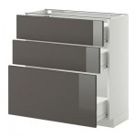 МЕТОД / ФОРВАРА Напольный шкаф с 3 ящиками - 80x37 см, Рингульт глянцевый серый, белый МЕТОД / ФОРВАРА Напольный шкаф с 3 ящиками - 80x37 см, Рингульт глянцевый серый, белый