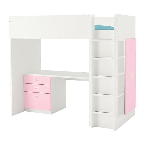 zoon Gedateerd Doe herleven STUVA / FRITIDS Loft bed / 3 drawer / 2 doors - white / light pink  (692.676.76) - reviews, price where to buy