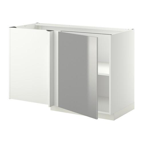 МЕТОД Угловой напольный шкаф с полкой - белый, Гревста нержавеющ сталь МЕТОД Угловой напольный шкаф с полкой - белый, Гревста нержавеющ сталь