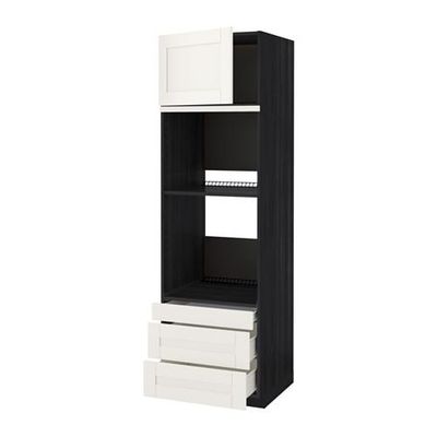 МЕТОД / ФОРВАРА Выс шкаф д/дхвк/комб дхвк+двр/3ящ - 60x60x200 см, под дерево черный, Сэведаль белый МЕТОД / ФОРВАРА Выс шкаф д/дхвк/комб дхвк+двр/3ящ - 60x60x200 см, под дерево черный, Сэведаль белый