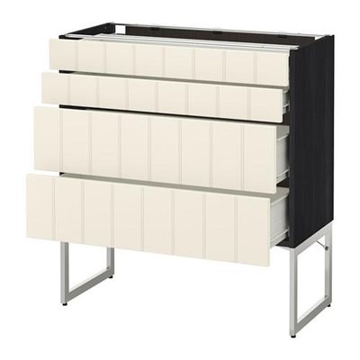 МЕТОД / ФОРВАРА Нплн шк 4 фронт/2 низк/2средн ящ - 80x37x60 см, Хитарп белый с оттенком, под дерево черный МЕТОД / ФОРВАРА Нплн шк 4 фронт/2 низк/2средн ящ - 80x37x60 см, Хитарп белый с оттенком, под дерево черный