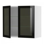 ФАКТУМ Навесной шкаф с 2 стеклянн дверями - Рубрик дымчатое стекло, 80x92 см