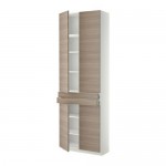 МЕТОД / МАКСИМЕРА Высокий шкаф+полки/2 ящика/4 дверцы - Брокхульт под грецкий орех светло-серый, белый МЕТОД / МАКСИМЕРА Высокий шкаф+полки/2 ящика/4 дверцы - Брокхульт под грецкий орех светло-серый, белый