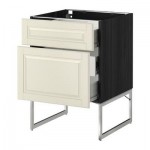 МЕТОД / ФОРВАРА Наполн шк 2 фрнт/3 средн ящ - 60x60x60 см, Будбин белый с оттенком, под дерево черный