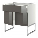 МЕТОД / ФОРВАРА Напол шкаф/полки/ящик/2двери - Рингульт глянцевый серый, белый