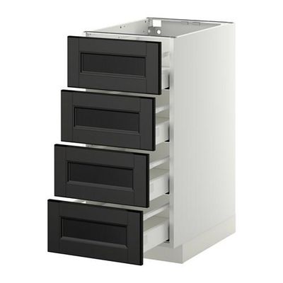 МЕТОД / МАКСИМЕРА Напольн шкаф 4 фронт панели/4 ящика - 40x60 см, Лаксарби черно-коричневый, белый МЕТОД / МАКСИМЕРА Напольн шкаф 4 фронт панели/4 ящика - 40x60 см, Лаксарби черно-коричневый, белый