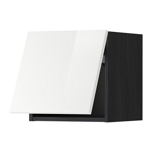 МЕТОД Горизонтальный навесной шкаф - под дерево черный, Рингульт глянцевый белый, 40x40 см