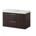 ГОДМОРГОН Шкаф для раковины с 2 ящ - черно-коричневый