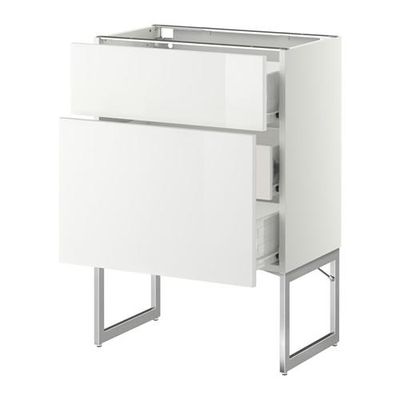 МЕТОД / ФОРВАРА Наполн шк 2 фрнт/3 средн ящ - 60x37x60 см, Рингульт глянцевый белый, белый