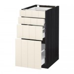 МЕТОД / МАКСИМЕРА Напольн шкаф 4 фронт панели/4 ящика - под дерево черный, Хитарп белый с оттенком, 40x60 см МЕТОД / МАКСИМЕРА Напольн шкаф 4 фронт панели/4 ящика - под дерево черный, Хитарп белый с оттенком, 40x60 см