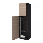 МЕТОД Выс шк с отд д/акс д/убрк - под дерево черный, Брокхульт под грецкий орех светло-серый, 60x60x220 см