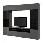 БЕСТО Шкаф для ТВ, комбин/стеклян дверцы - черно-коричневый/Сельсвикен глянцевый/серый дымчатое стекло, направляющие ящика,нажимные БЕСТО Шкаф для ТВ, комбин/стеклян дверцы - черно-коричневый/Сельсвикен глянцевый/серый дымчатое стекло, направляющие ящика,нажимные