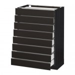 МЕТОД / МАКСИМЕРА Наполн шкаф 8 фронт/8 низк ящиков - под дерево черный, Кунгсбакка антрацит, 60x37 см МЕТОД / МАКСИМЕРА Наполн шкаф 8 фронт/8 низк ящиков - под дерево черный, Кунгсбакка антрацит, 60x37 см