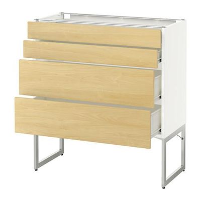 МЕТОД / ФОРВАРА Нплн шк 4 фронт/2 низк/2средн ящ - 80x37x60 см, Тингсрид под березу, белый МЕТОД / ФОРВАРА Нплн шк 4 фронт/2 низк/2средн ящ - 80x37x60 см, Тингсрид под березу, белый