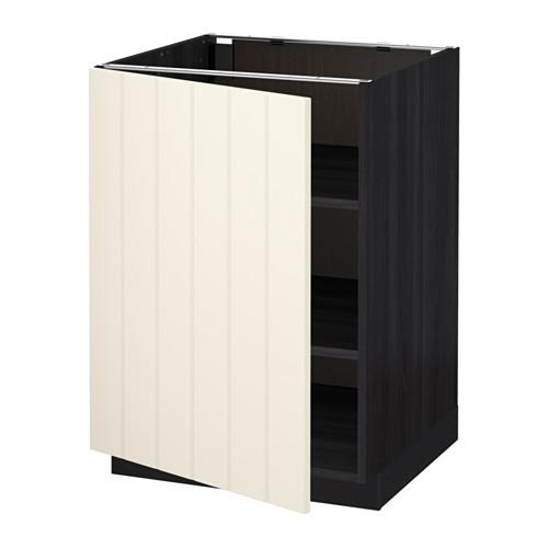 МЕТОД Напольный шкаф с полками - под дерево черный, Хитарп белый с оттенком, 60x60 см