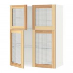 МЕТОД Навесной шкаф с полками/4 стекл дв - белый, Торхэмн естественный ясень МЕТОД Навесной шкаф с полками/4 стекл дв - белый, Торхэмн естественный ясень