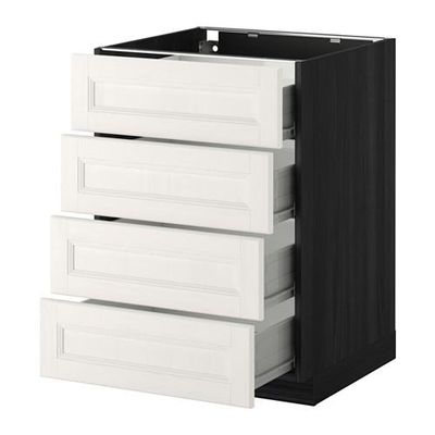 МЕТОД / ФОРВАРА Напольн шкаф 4 фронт панели/4 ящика - 60x60 см, Лаксарби белый, под дерево черный