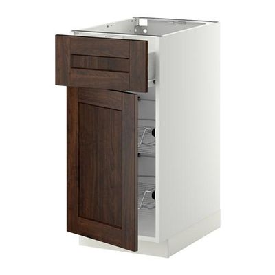 МЕТОД / ФОРВАРА Напольн шкаф с пров корз/ящ/дверью - 40x60 см, Эдсерум под дерево коричневый, белый МЕТОД / ФОРВАРА Напольн шкаф с пров корз/ящ/дверью - 40x60 см, Эдсерум под дерево коричневый, белый