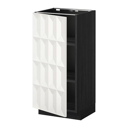 МЕТОД Напольный шкаф с полками - под дерево черный, Гэррестад белый, 40x37 см