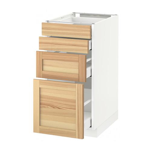 МЕТОД / МАКСИМЕРА Напольн шкаф 4 фронт панели/4 ящика - белый, Торхэмн естественный ясень, 40x60 см МЕТОД / МАКСИМЕРА Напольн шкаф 4 фронт панели/4 ящика - белый, Торхэмн естественный ясень, 40x60 см