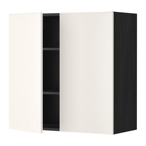 МЕТОД Навесной шкаф с полками/2дверцы - под дерево черный, Веддинге белый, 80x80 см МЕТОД Навесной шкаф с полками/2дверцы - под дерево черный, Веддинге белый, 80x80 см