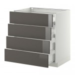 МЕТОД / ФОРВАРА Напольн шкаф 4 фронт панели/4 ящика - белый, Рингульт глянцевый серый, 80x60 см МЕТОД / ФОРВАРА Напольн шкаф 4 фронт панели/4 ящика - белый, Рингульт глянцевый серый, 80x60 см