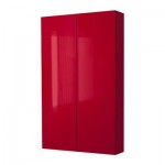 ГОДМОРГОН Навесной шкаф с 2 дверями - глянцевый красный