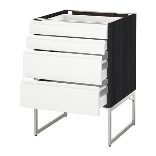 МЕТОД / МАКСИМЕРА Нплн шк 4 фронт/2 низк/2средн ящ - под дерево черный, Воксторп белый, 60x60x60 см МЕТОД / МАКСИМЕРА Нплн шк 4 фронт/2 низк/2средн ящ - под дерево черный, Воксторп белый, 60x60x60 см