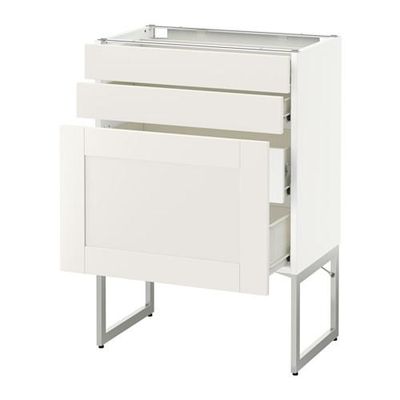 МЕТОД / ФОРВАРА Напольн шкаф 3фронт пнл/2низ/2ср ящ - 60x37x60 см, Сэведаль белый, белый МЕТОД / ФОРВАРА Напольн шкаф 3фронт пнл/2низ/2ср ящ - 60x37x60 см, Сэведаль белый, белый