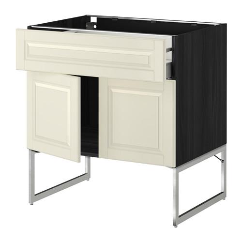 МЕТОД / МАКСИМЕРА Напол шкаф/полки/ящик/2двери - под дерево черный, Будбин белый с оттенком, 80x60x60 см МЕТОД / МАКСИМЕРА Напол шкаф/полки/ящик/2двери - под дерево черный, Будбин белый с оттенком, 80x60x60 см