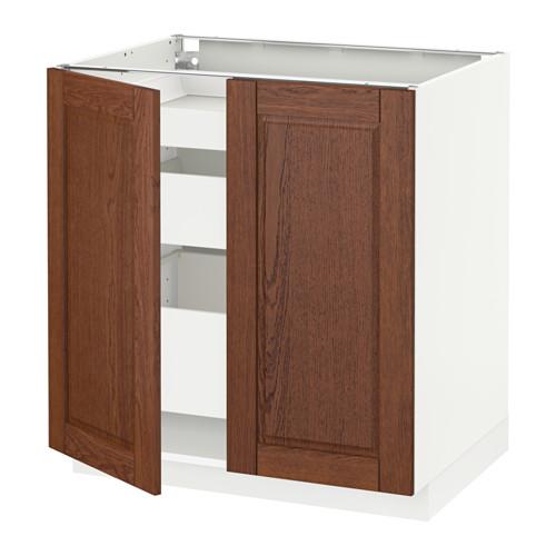 МЕТОД / МАКСИМЕРА Напольный шкаф с 2дверцами/3ящиками - белый, Филипстад коричневый