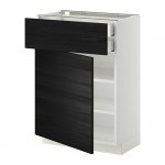 METOD напольн шкаф двр/фр пнл/плк/2низ ящ цвет алюминия