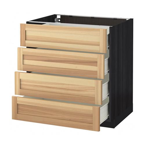 МЕТОД / ФОРВАРА Напольн шкаф 4 фронт панели/4 ящика - под дерево черный, Торхэмн естественный ясень, 80x60 см МЕТОД / ФОРВАРА Напольн шкаф 4 фронт панели/4 ящика - под дерево черный, Торхэмн естественный ясень, 80x60 см