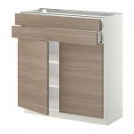 МЕТОД / МАКСИМЕРА Напольный шкаф/2дверцы/2ящика - 80x37 см, Брокхульт под грецкий орех светло-серый, белый МЕТОД / МАКСИМЕРА Напольный шкаф/2дверцы/2ящика - 80x37 см, Брокхульт под грецкий орех светло-серый, белый