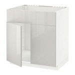 МЕТОД Напольн шкаф п-мойку 2 двр/фрн пнл - белый, Рингульт глянцевый светло-серый МЕТОД Напольн шкаф п-мойку 2 двр/фрн пнл - белый, Рингульт глянцевый светло-серый